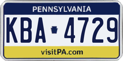PA license plate KBA4729