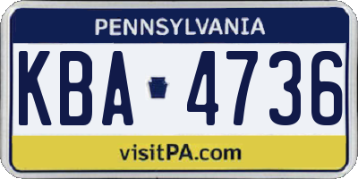 PA license plate KBA4736