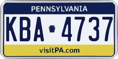 PA license plate KBA4737
