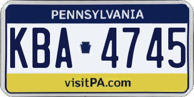PA license plate KBA4745