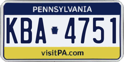 PA license plate KBA4751