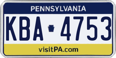 PA license plate KBA4753