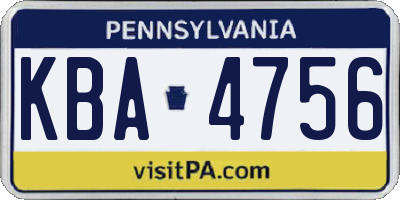 PA license plate KBA4756