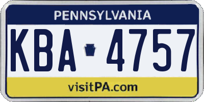PA license plate KBA4757