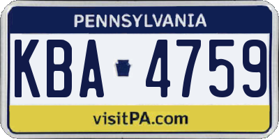 PA license plate KBA4759