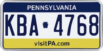 PA license plate KBA4768