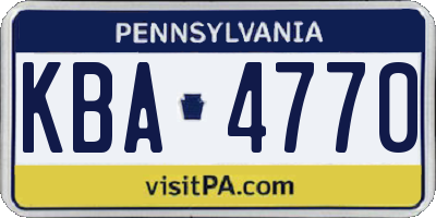PA license plate KBA4770