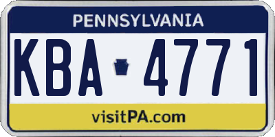 PA license plate KBA4771