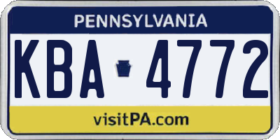 PA license plate KBA4772