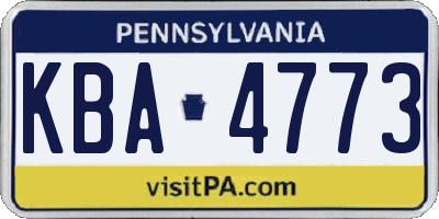 PA license plate KBA4773