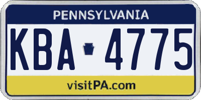 PA license plate KBA4775