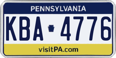 PA license plate KBA4776