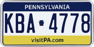 PA license plate KBA4778