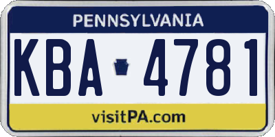 PA license plate KBA4781