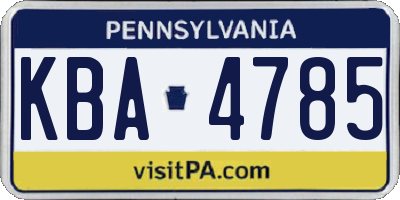 PA license plate KBA4785