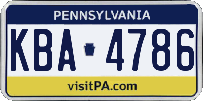 PA license plate KBA4786