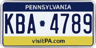 PA license plate KBA4789