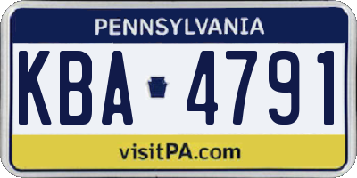 PA license plate KBA4791