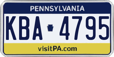 PA license plate KBA4795