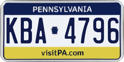 PA license plate KBA4796