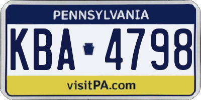 PA license plate KBA4798