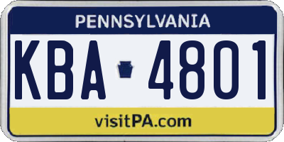 PA license plate KBA4801