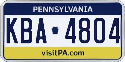 PA license plate KBA4804