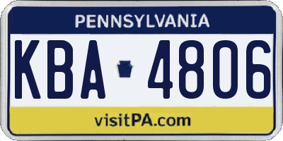 PA license plate KBA4806