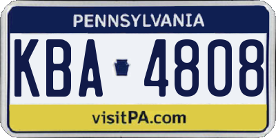 PA license plate KBA4808
