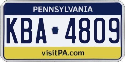 PA license plate KBA4809
