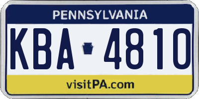 PA license plate KBA4810