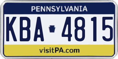 PA license plate KBA4815