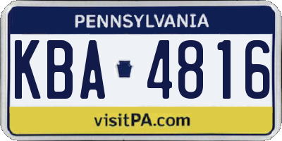 PA license plate KBA4816