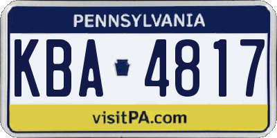 PA license plate KBA4817