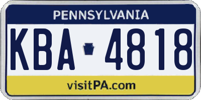 PA license plate KBA4818