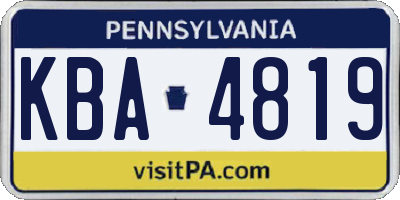 PA license plate KBA4819