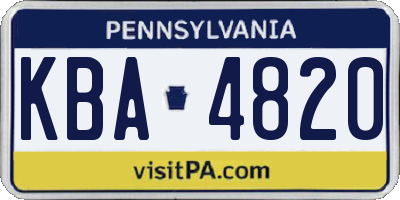 PA license plate KBA4820