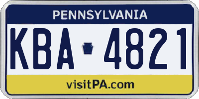 PA license plate KBA4821