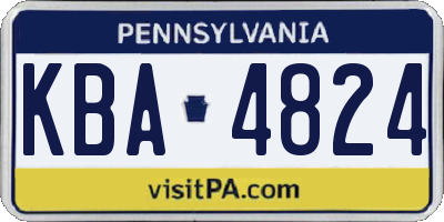 PA license plate KBA4824