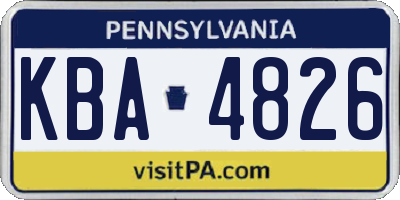 PA license plate KBA4826