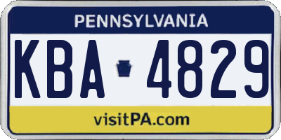 PA license plate KBA4829