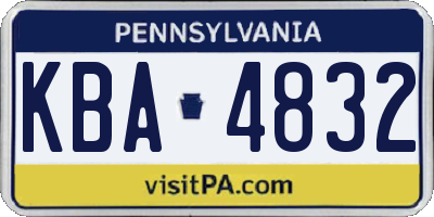 PA license plate KBA4832