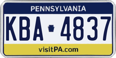 PA license plate KBA4837