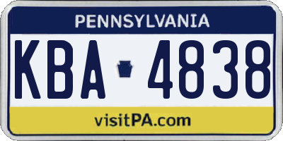 PA license plate KBA4838