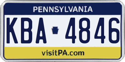 PA license plate KBA4846