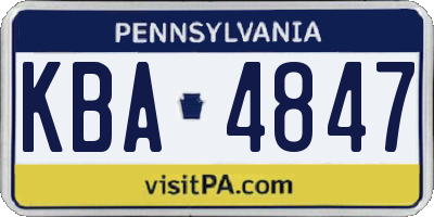 PA license plate KBA4847