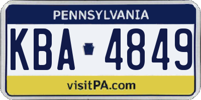 PA license plate KBA4849