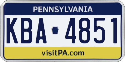 PA license plate KBA4851