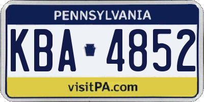 PA license plate KBA4852