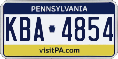 PA license plate KBA4854